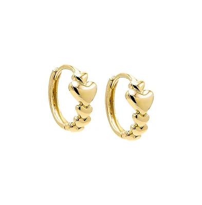 Solid Hearts Graduated Huggie Earring 14K