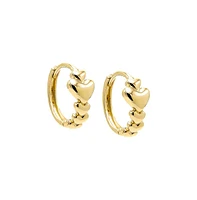 Solid Hearts Graduated Huggie Earring 14K