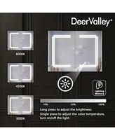 DeerValley Rectangular 31" W Double Doors Alumium Lighted Bathroom Mirros