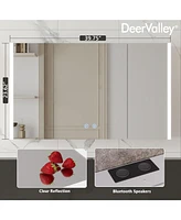 DeerValley 40'' W x 24'' H Led Bathroom Mirrors With Anti-Fog, Dimmer, Bluetooth Speaker, 3 Doors, Memory Vanit