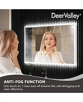 DeerValley Led Bathroom Mirror with Lights,Smart Dimmable Vanity Mirrors for Wall,Anti-Fog Makeup Mirror