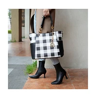 Mkf Collection Mariely Checker Tote Bag & Wallet Set by Mia K.