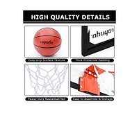 Ropoda Mini Basketball Hoop, Indoor Basketball Hoop for Kids, Mini Hoop with 4 Balls Over The Door Basketball Hoop 17"×12" Shatter Resistant Back