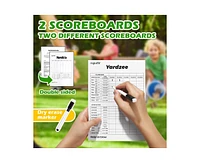 ropoda 3.5" Giant Wooden Yard Dice Set，includes 6 Dice, Collapsible Bucket, Score Cards & Dry Erase Marker