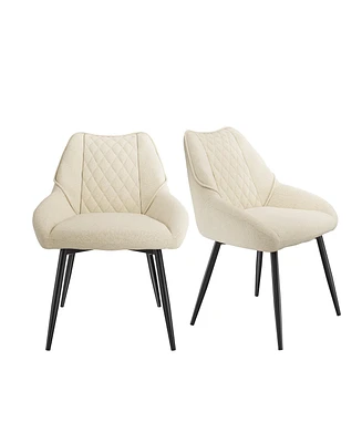 Boyel Living Fabric Diamond Shaped Soft Dining Chair with Metal Legs(Set of 2)