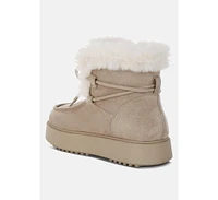 London Rag Bunting Faux Fur Collar Flatform Boots