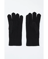 Jennie Liu 100% Cashmere Knitted Gloves(Black, One Size)