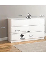 Sugift 6 Drawer White Dresser for Bedroom, Modern Chest of Drawer Wood Storage Cabinet for Entryway Living Room