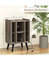 Gouun Vinyl Record Storage Turntable Stand with 4 Open Shelves