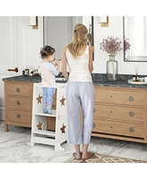 Qaba 2 1 Toddler Tower, Step Stool with Safety Rail