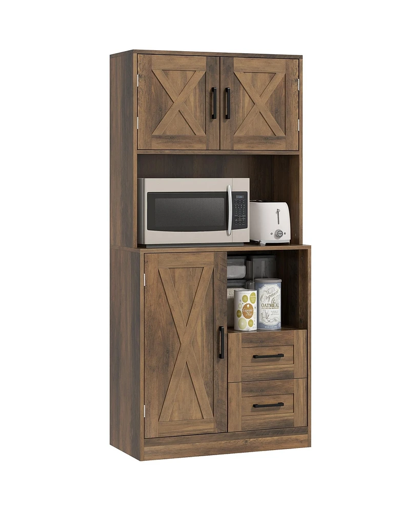 Homcom Farmhouse Kitchen Pantry, 71" Tall Storage Cabinet,