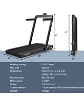 Gymax 2 1 Folding Treadmill 4.75HP Running Machine w/ App & Remote Control