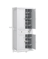 Homcom 72.5" Farmhouse Kitchen Pantry Storage Cabinet