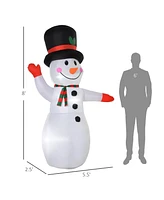 Homcom 8' Christmas Inflatable Snowman w/ Led Lights Blow up Holiday Yard Decorations