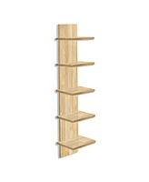 Sorbus 5 Tier Vertical Wall-Mounted Floating Shelves for Bathroom, Bedroom, Living Room, Kitchen and More (Maple