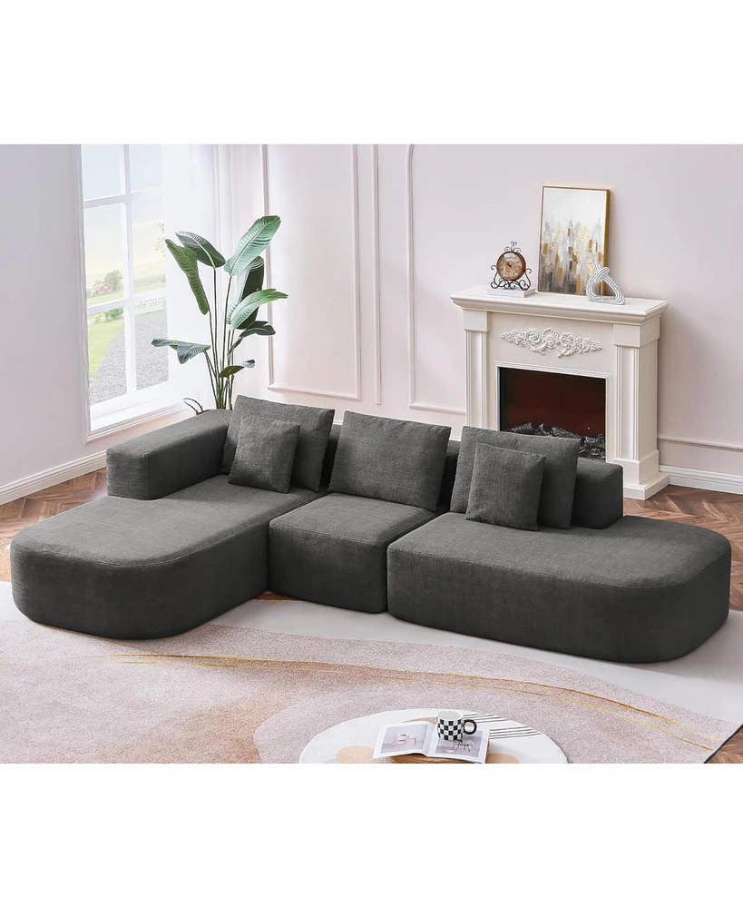 Tribesigns L-Shaped Sectional Couch, 116" Sectional Sofa, Modern Large Sofa with 3 Back Cushions and 2 Pillows, Grey 4 Seater Upholstered Deep Sofa wi