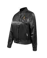 Pro Standard Women's Black Vegas Golden Knights Rhinestone Jewels Satin Full-Snap Jacket