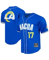 Pro Standard Men's Puka Nacua Royal Los Angeles Rams Mesh Button-Up Baseball Jersey