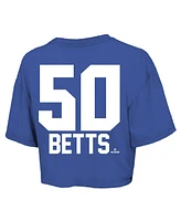 Majestic Women's Mookie Betts Royal Los Angeles Dodgers 2024 World Series Champions Name Number Boxy Crop T-Shirt