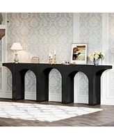 Tribesigns Console Table Set of 2, 94-Inch Entryway Table, Wood Sofa Behind Couch with Arched Base, Narrow Hallway Modern Foyer A