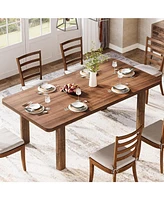 Tribesigns Wood Dining Table for 4-6 People, 63-Inch Farmhouse Kitchen Table with Solid Wood Legs, Rectangular Dinner Table for Dining Room, Kitchen,