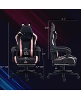 Homcom Cute Gaming Chair, Reclining Gamer Chair with Footrest,