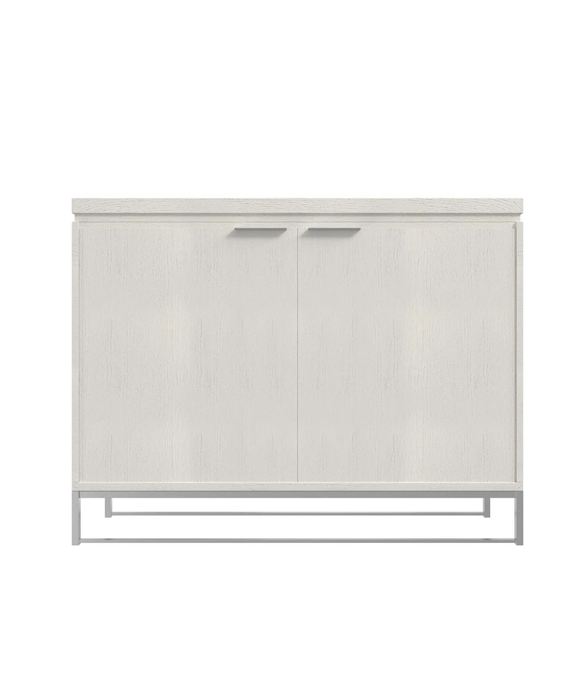 Boyel Living Wooden 2-Door Accent Cabinet with Stainless Steel Leg