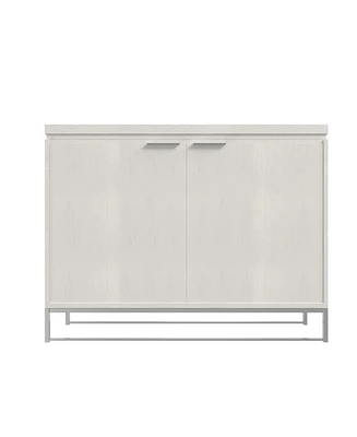 Boyel Living Wooden 2-Door Accent Cabinet with Stainless Steel Leg