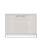 Boyel Living Wooden 2-Door Accent Cabinet with Stainless Steel Leg