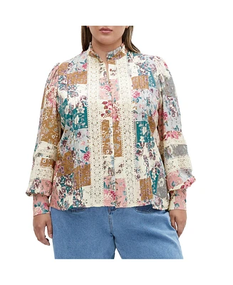 City Chic Plus Whimsical Print Shirt