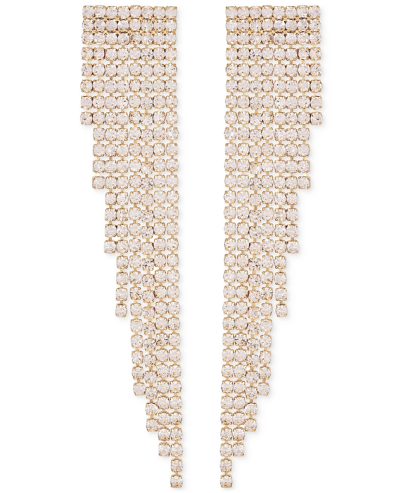 Guess Crystal Rhinestone Linear Drop Earrings