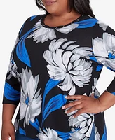 Alfred Dunner Plus Brushstroke Print Crew Neck Top