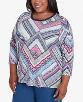 Alfred Dunner Plus Spiced Abstract Print Top