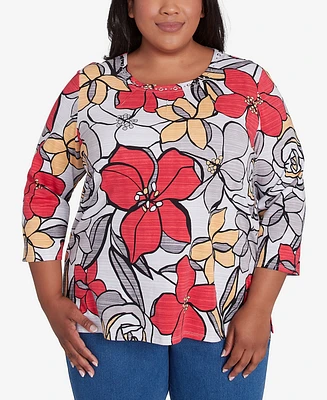 Alfred Dunner Plus Bold Floral Print Top