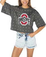 Gameday Couture Women's Gray Ohio State Buckeyes Go Time Rhinestone Crop T-Shirt