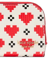 kate spade new york Devin Pixel Hearts Embossed Saffiano Leather Slim Bifold Wallet