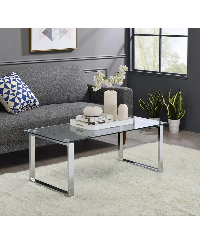 Kings Brand Furniture Bevan Chrome With Glass Top Coffee Table