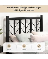 Gouun Twin Size Platform Bed with Headboard and Metal Frame-Twin Size
