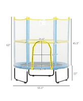 Qaba 4.6FT Trampoline for Kids with Safety Enclosure Net, Light