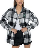 Gameday Couture Women's Gray/White Michigan State Spartans End Zone Game Flannel Button-Up Shirt