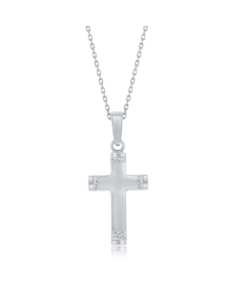 Simona Sterling Silver Textured Cross Necklace