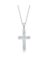 Simona Sterling Silver Textured Cross Necklace