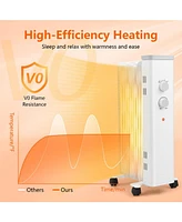 Sugift 1500W Oil Filled Space Heater with Universal Wheels and 3-Level Heat