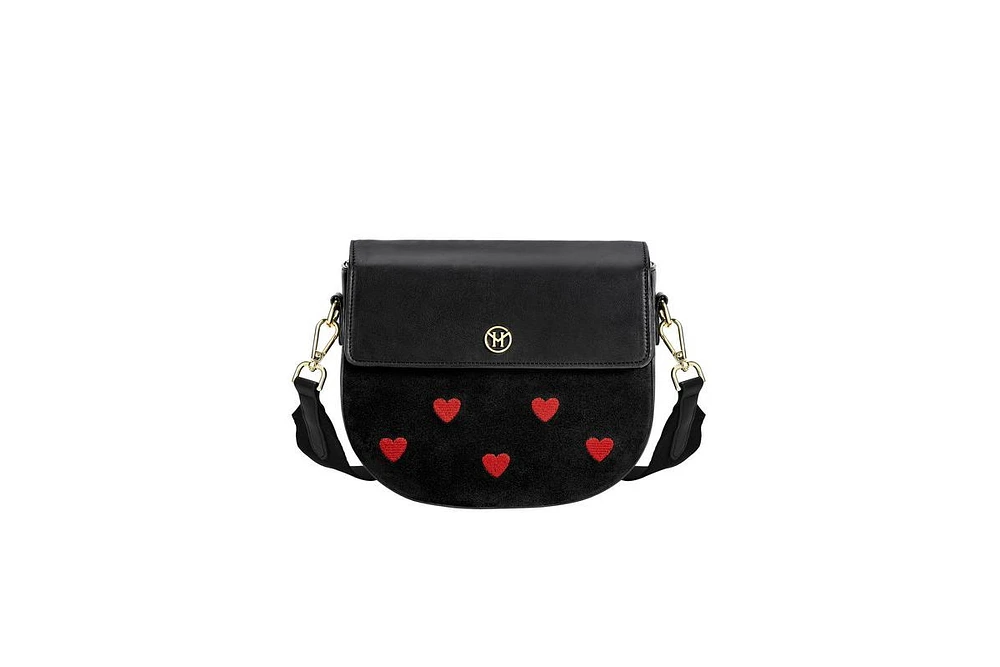 Victoria Hyde London Love Heart Bag with Red Heart Embroidery