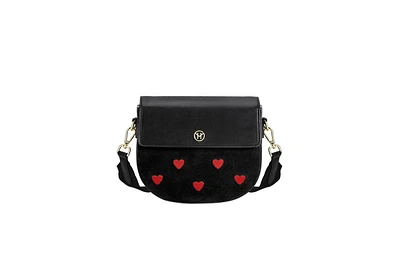 Victoria Hyde London Love Heart Bag with Red Heart Embroidery