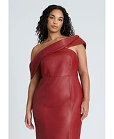 Eloquii Plus Fold Over Faux Leather Midi Dress