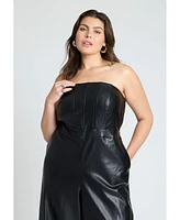 Eloquii Plus Strapless Faux Leather Jumpsuit