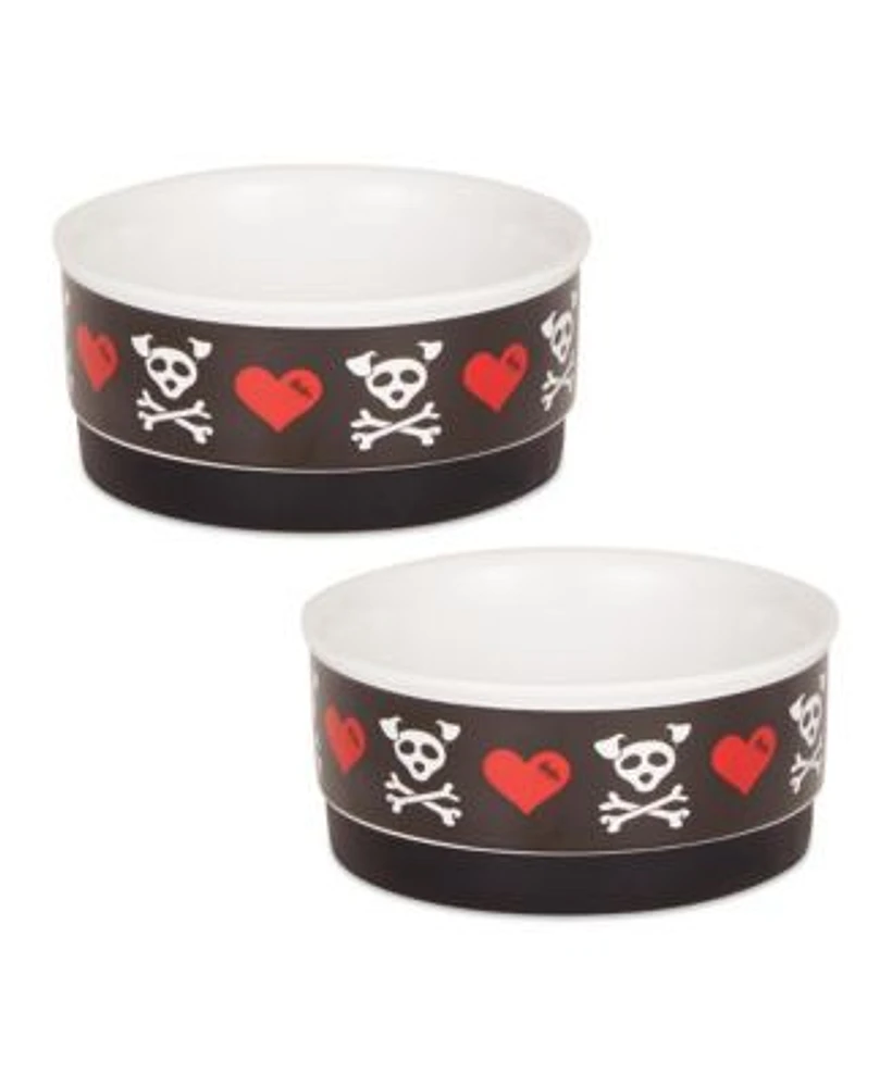 Bone Dry Bad to the Bone Pet Bowl Set/2