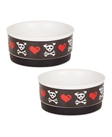 Bone Dry Bad to the Bone Pet Bowl Set/2