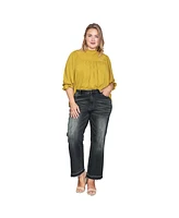 Standards & Practices Plus Raw Hem Cropped Wide Leg Jeans